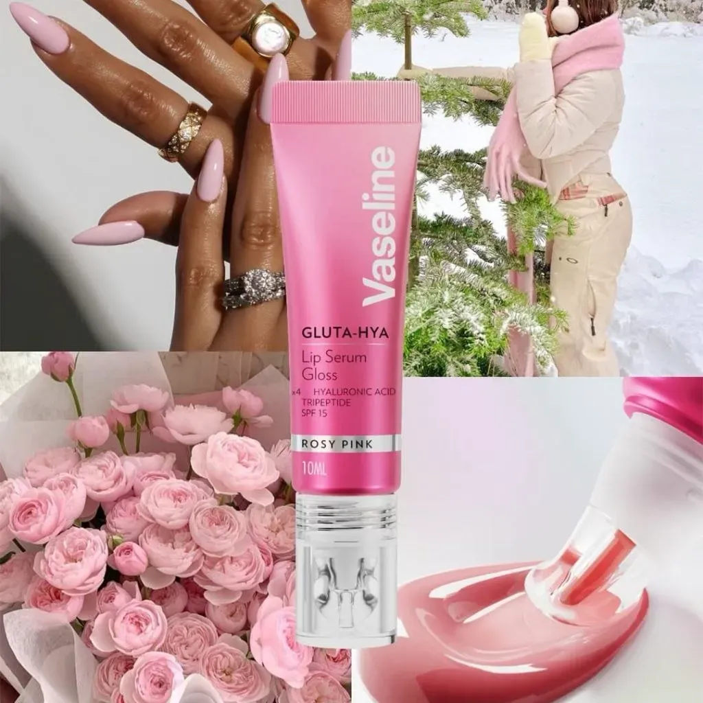 لیپ گلاس سرم براق‌کننده و حجم‌دهنده لب وازلین Vaseline Gluta-Hya Lip Serum Gloss Rosy Pink