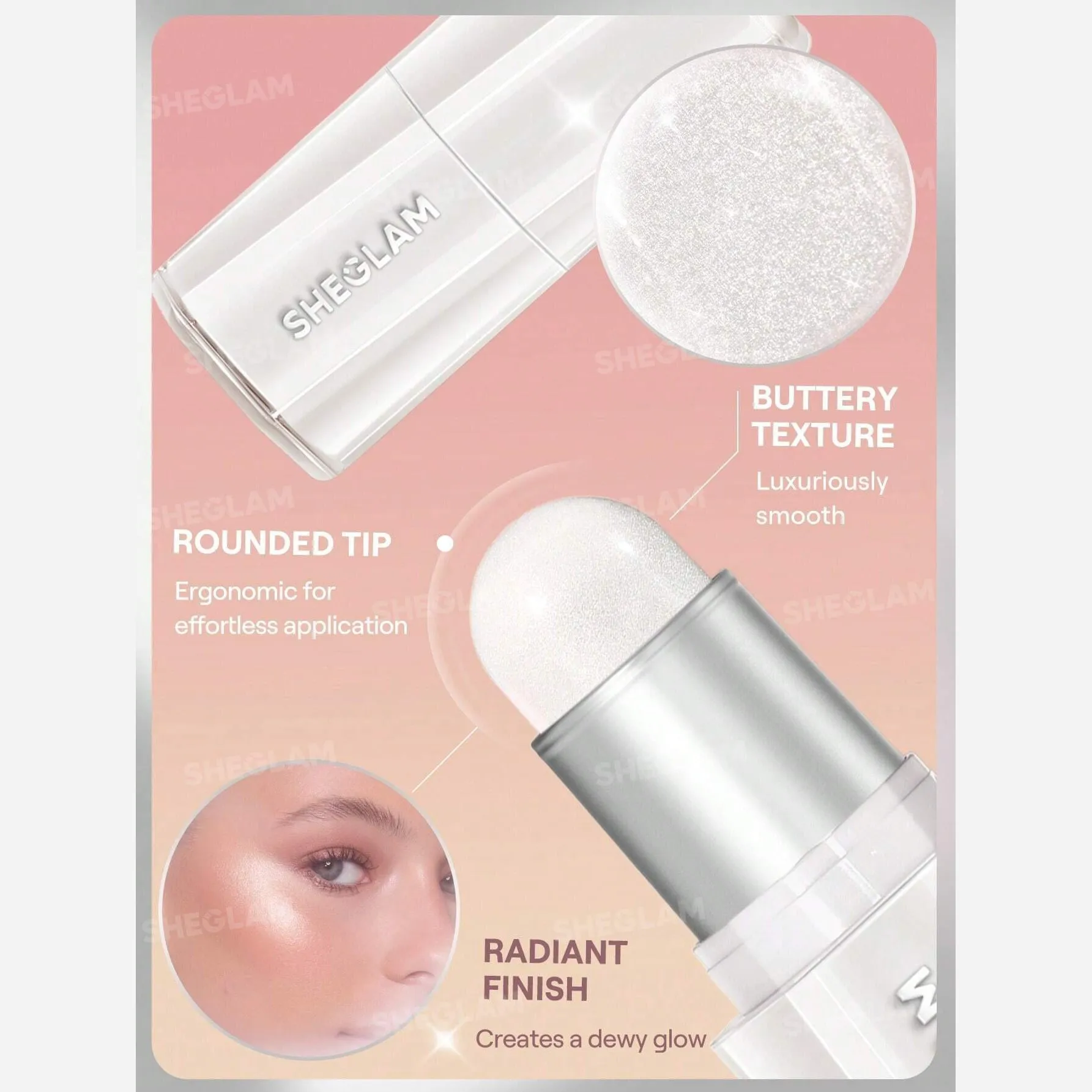 هایلایتر استیکی شیگلم مدل کره ای Buttery Bling رنگ Pink Satin
