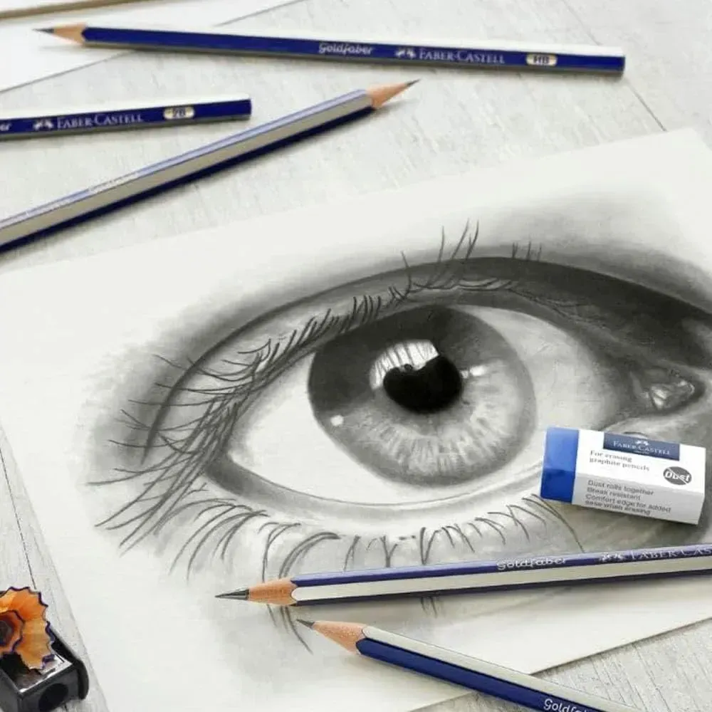 ست مداد طراحی همراه با پاک کن و تراش فابرکاستل اصل Faber-Castell 