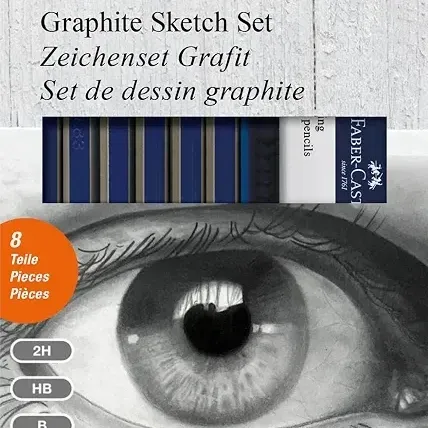 ست مداد طراحی همراه با پاک کن و تراش فابرکاستل اصل Faber-Castell 