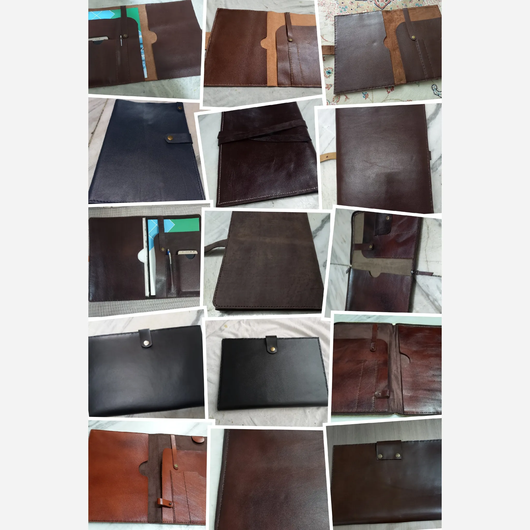کلاسور چرم طبیعی دستدوز