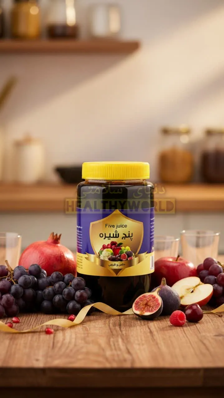 پنج شیره توت و انگور و خرما و سیب و انجیر 1000 گرمی