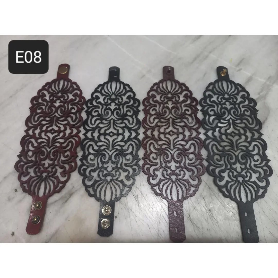 دستبند چرم طبیعی طرح اسلیمی