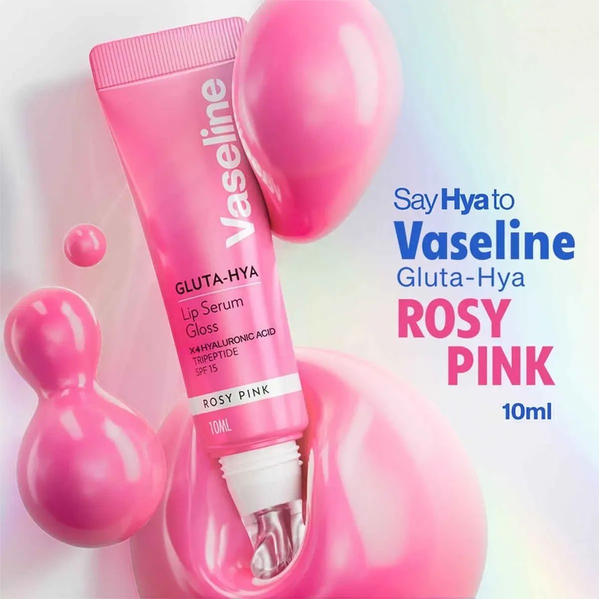 لیپ گلاس سرم براق‌کننده و حجم‌دهنده لب وازلین Vaseline Gluta-Hya Lip Serum Gloss Rosy Pink