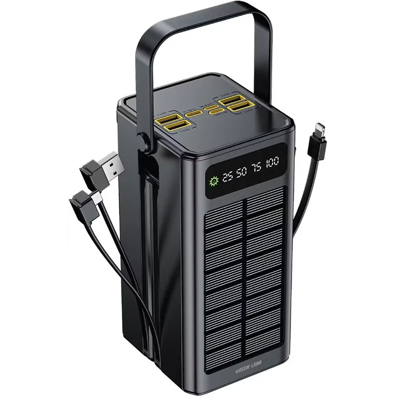 پاوربانک خورشیدی گرین لاین 60000mAh با شارژ سریع و چراغ کمپینگ