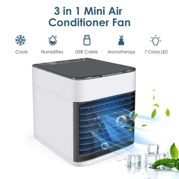 مینی کولر آبی قابل حمل ARCTIC AIR Ultra - خنک کننده مه پاش ماشین و رومیزی با فناوری Hydro-Chill، 3 سرعت باد و چراغ شب