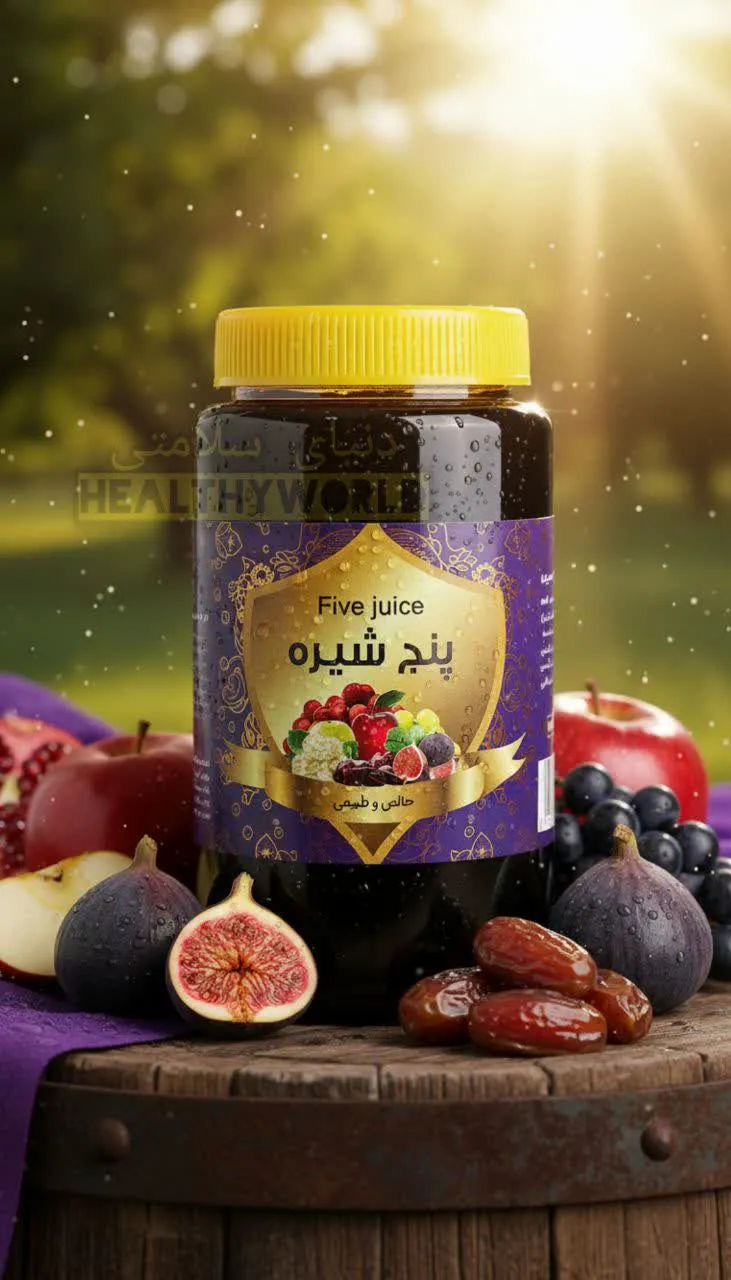 پنج شیره توت و انگور و خرما و سیب و انجیر 1000 گرمی
